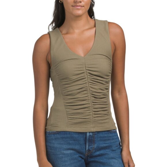 NATION Pima Cotton Blend Tara V-neck Tank - Picture 1 of 2